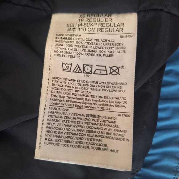 Kids Puffer Jacket Blue GAP Size XS - Picture 11 of 13